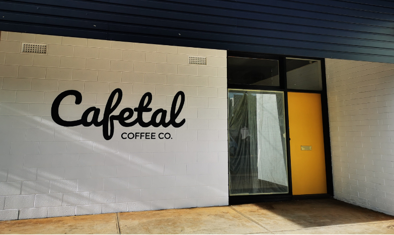 Sign-writing Hand-painted Cafetal Coffeeco shopfront signwriting