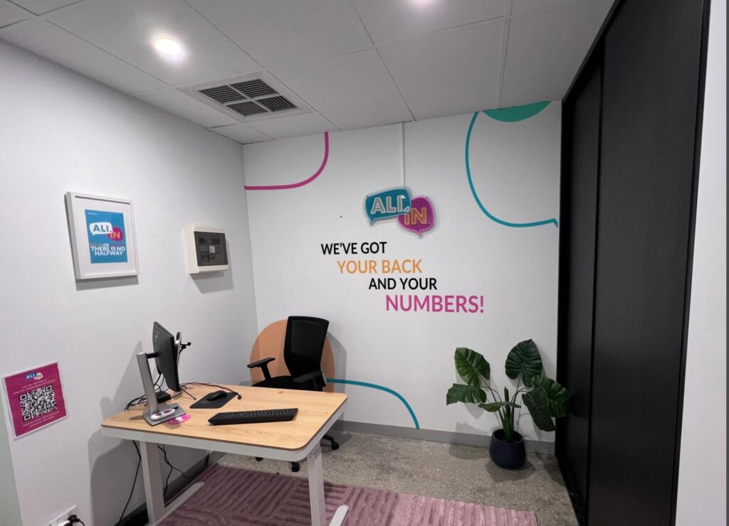 Design mock-up for the All In Advisory meeting room wall mural
