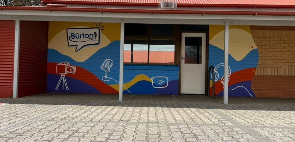 Finished Burton TV school mural at Burton Primary School, Adelaide