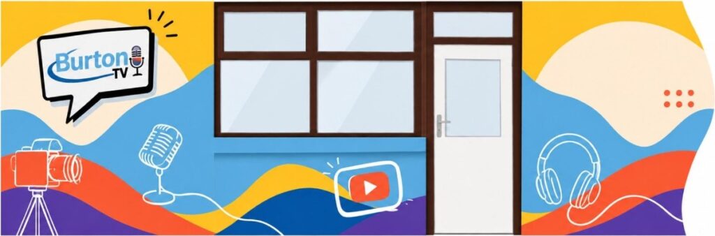 Digital design mock-up for the Burton TV school mural