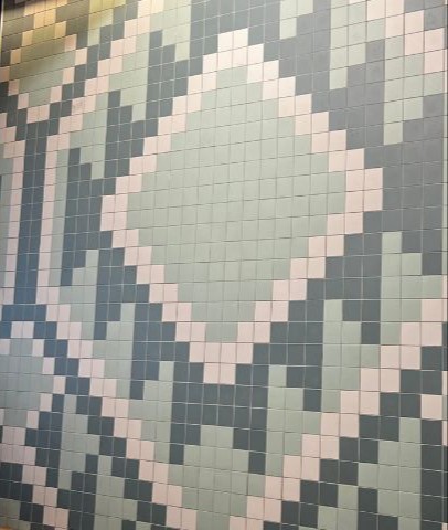 Green and grey tiles inside Cumbia Bar Kitchen that inspired the new colour palette